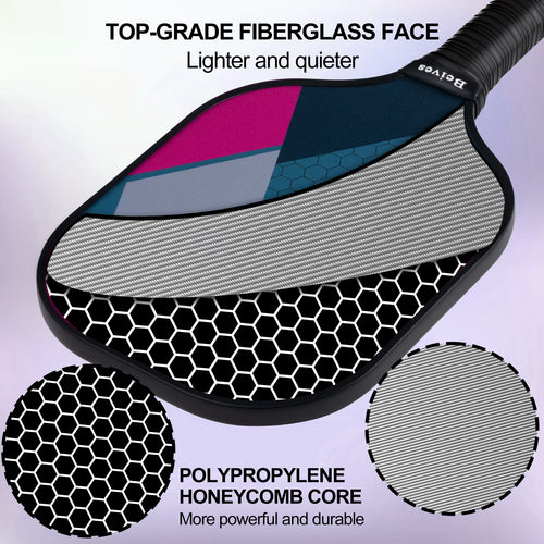 Premium Pickleball Paddle Set of 4 with Fiberglass Surface, Polypropylene Core, 4 Balls, and Carry Bag
