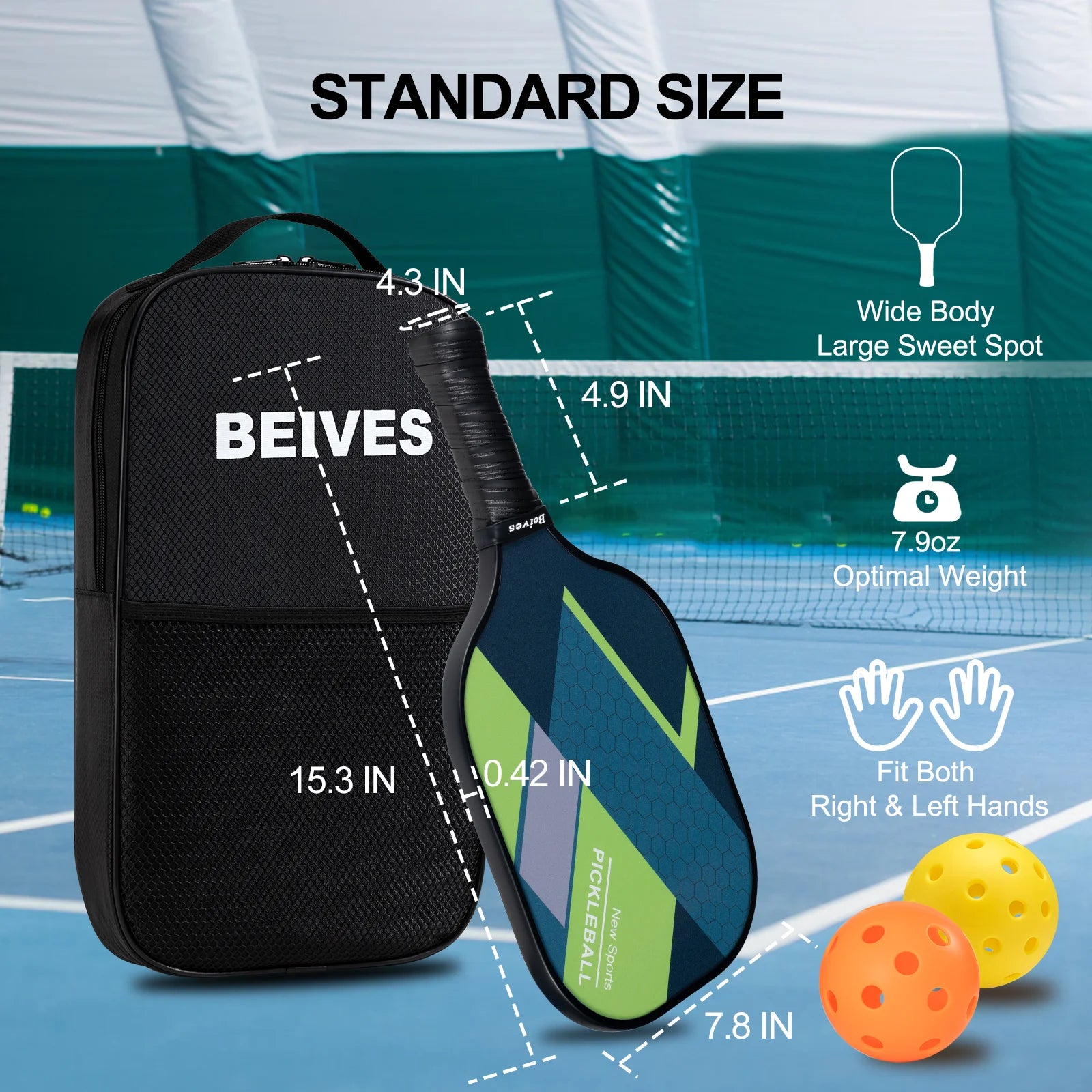 Fiberglass Pickleball Set - 4 Paddles, 4 Balls, and Portable Carrying Bag for Indoor and Outdoor Use